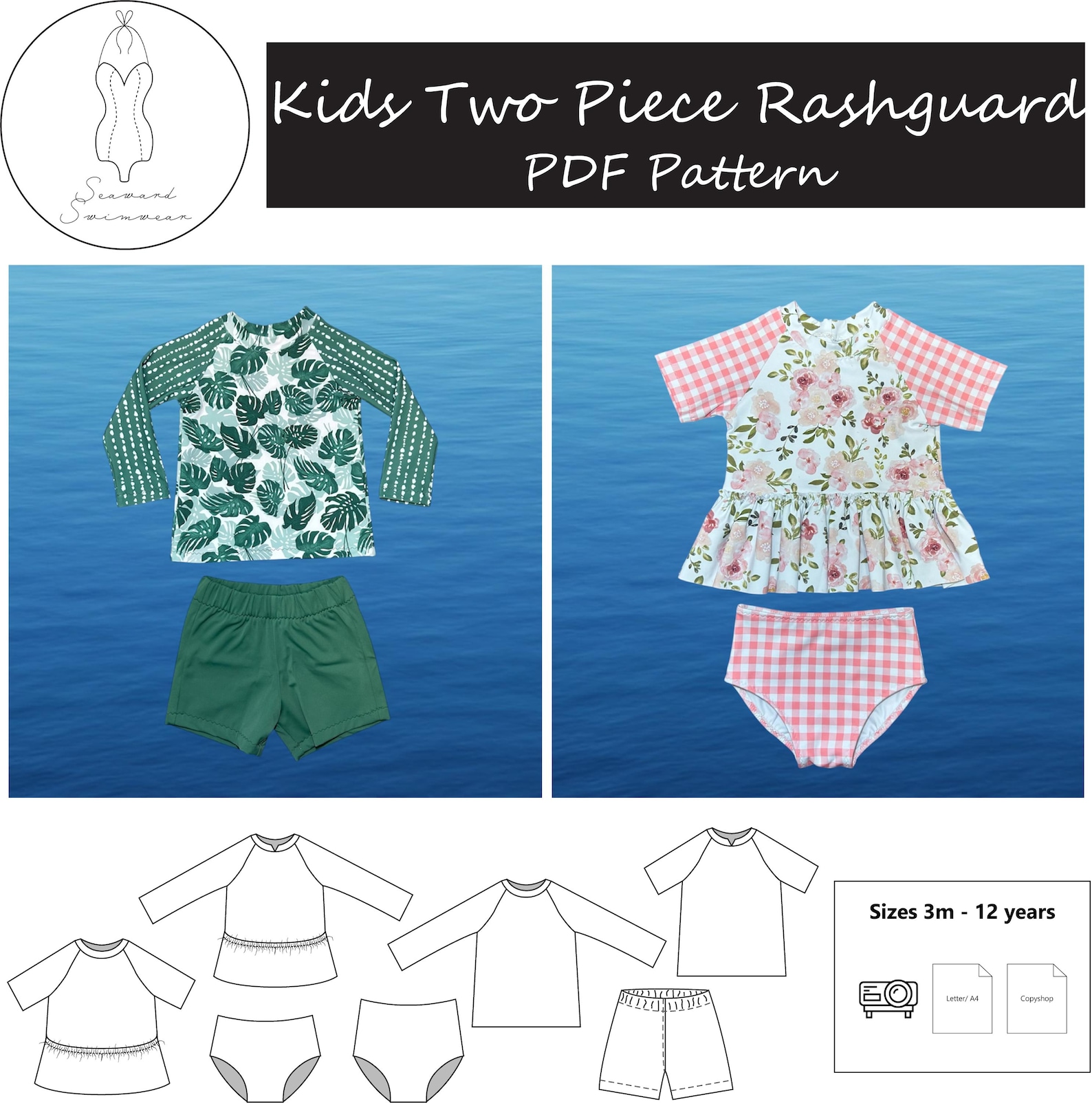 Kid Rash Guard Pattern Kids Two Piece Rashguard PDF Pattern - Etsy