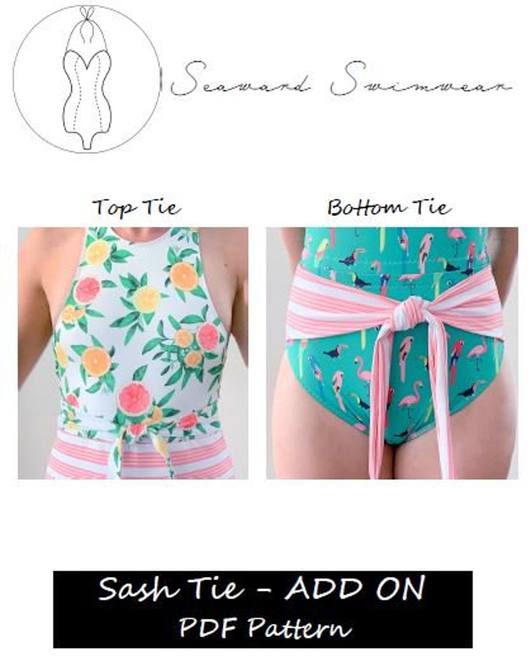 Sash Template.pdf Sash Tie PDF Pattern - ADD ON - Etsy