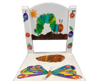 La oruga muy hambrienta - Silla infantil pintada e inspirada en Eric Carle / SOLO PEDIDO PERSONALIZADO
