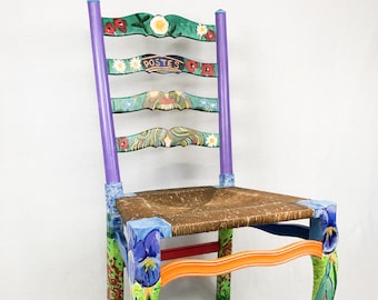 Silla pintada a mano inspirada en Van Gogh: Retrato de Joseph Moulin / SOLO PEDIDO PERSONALIZADO