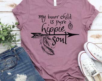 Camicia Hippie Soul, Boho Camicia, Boho Graphic Tee, 70's Tee, Hippie Inner Child Camicia, Hippie Gifts, Musica Festival Camicia, Felice Camicia Soulful
