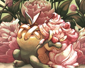 Appletun and Alcremie Floral Matte Art Print