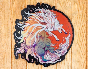 Okami Shiranui Sticker Solar Flare Sunset Holographic Vinyl (3.5 x 3.7 in)