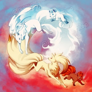 Feuer und Eis Vulpix and Ninetales Matte Kunstdruck
