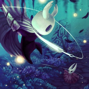Hollow Knight Hornet and the Little Ghost Matte Art Print