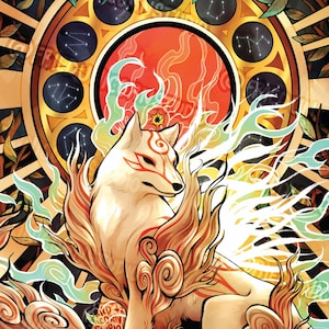 Okami Shiranui Amaterasu Zodiac Constellations Art Print