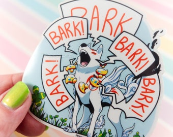 Okami Amaterasu Time to Bark 3.2 in large clear vinyl sticker