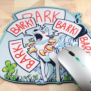 Okami Custom Shaped Amaterasu 9in x 8.5in Time to Bark Mousepad