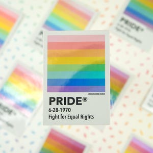 Pride Rainbow Color Swatch 2 x 2.5in Holographic Queer LGBTQIA2 Pride Sticker Weatherproof UV Resistant