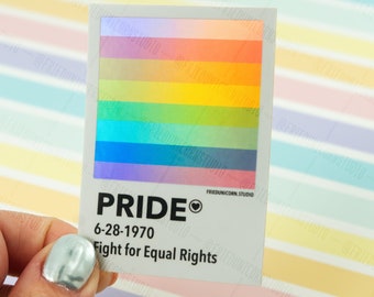 Pride Rainbow Color Swatch 3in Holographic Queer LGBTQIA2 Pride Sticker Weatherproof UV Resistant