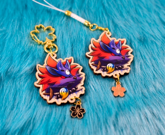 Okami Inspired Animal Wood Keychain Charm - Amaterasu Oki