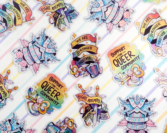 LGBTQIA Queer Pride Adventuring Party Holographic Weatherproof Sticker Set