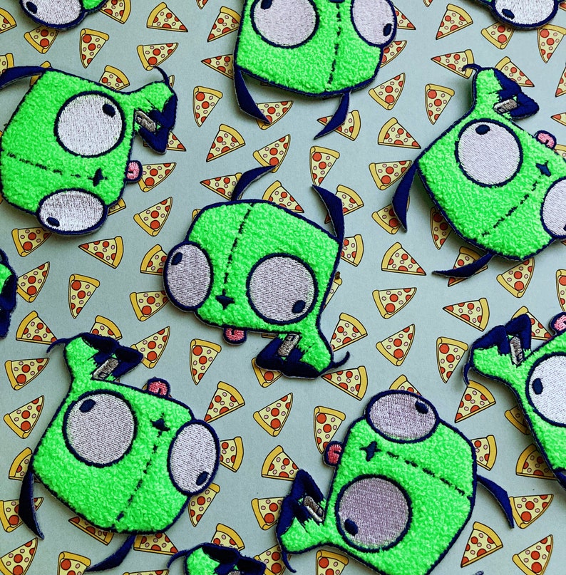 FUZZY Alien Invader Zim Mini Moose and Gir Patches - Etsy