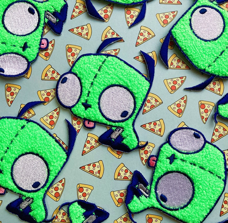 FUZZY Alien Invader Zim Mini Moose and Gir Patches - Etsy