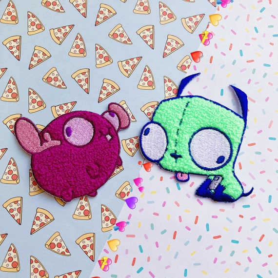 FUZZY Alien Invader Zim Mini Moose and Gir Patches - Etsy