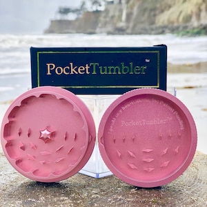 Pocket Tumbler™ 2 Piece Herb Grinder.  Best 2 piece herb grinder with multi-height blades, gently cuts, slice and serrates.