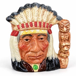 Jarra vintage Royal Doulton con diseño de nativos americanos – D6614 – 1966
