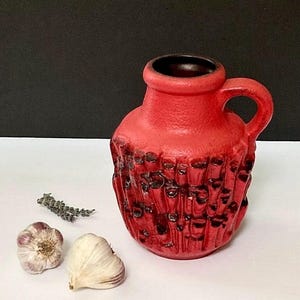 Vintage Carstens Tönnieshof Fat Lava Vase | Model 7588-20 | 60s West German Pottery red/black – Mid-Century Modern Art | Home decor | Gift