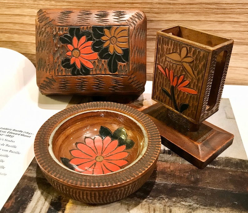 made by shokino Japanese hand made wooden trinketjewelry box Christmas gift 3pcs set