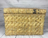 Wicker Basket Lid and Handles Wicker Suitcase Picnic Basket Vintage