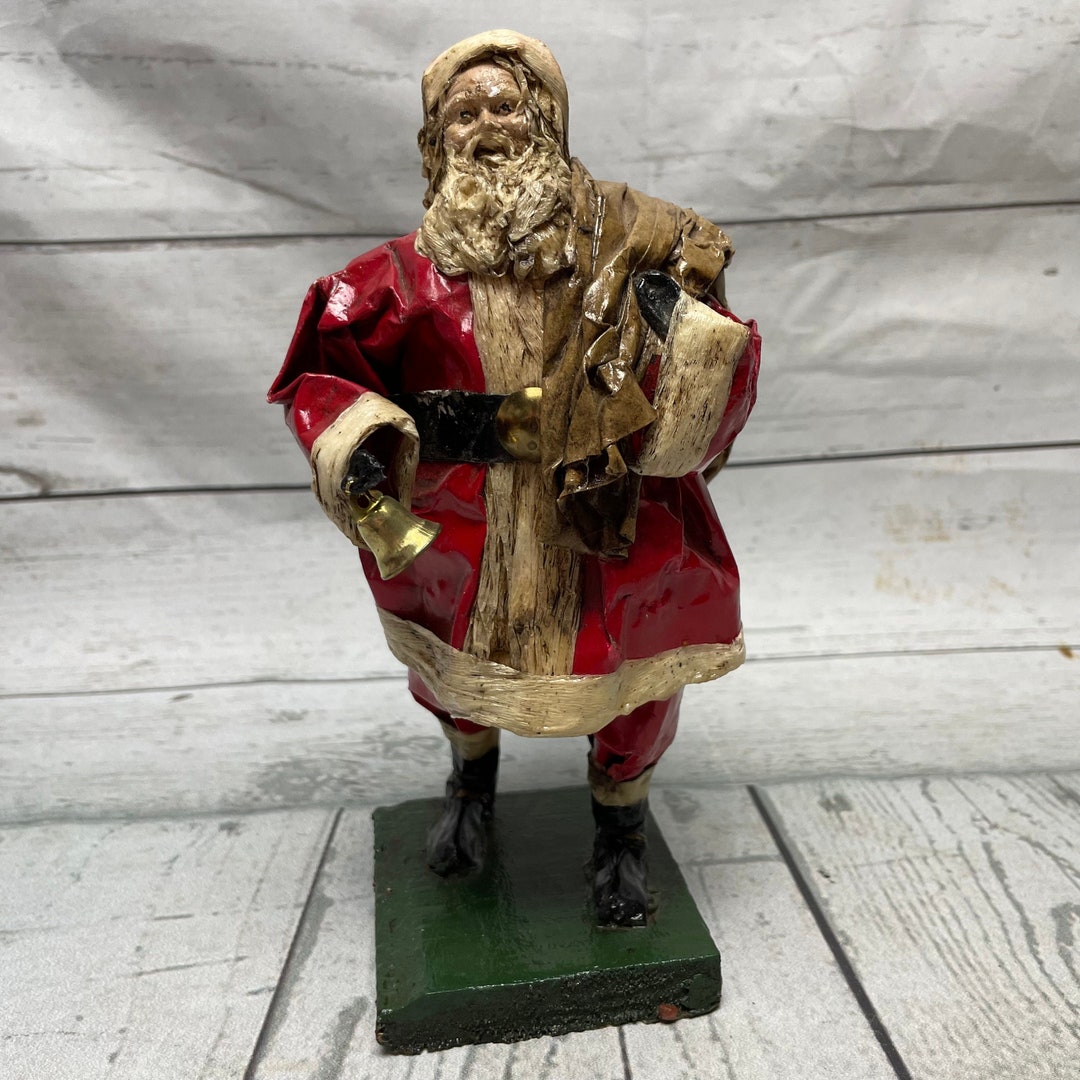 Vintage Paper Mache Santa Claus Figurine Papiermâché Father Christmas