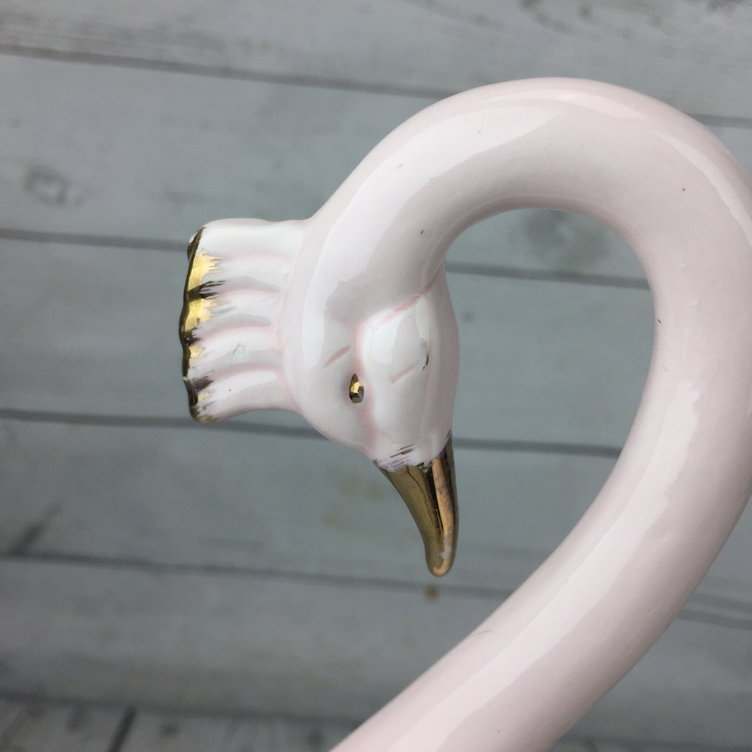 Roze Swan Crane Beeldje Keramische Mid Century Moderne Vogel Etsy