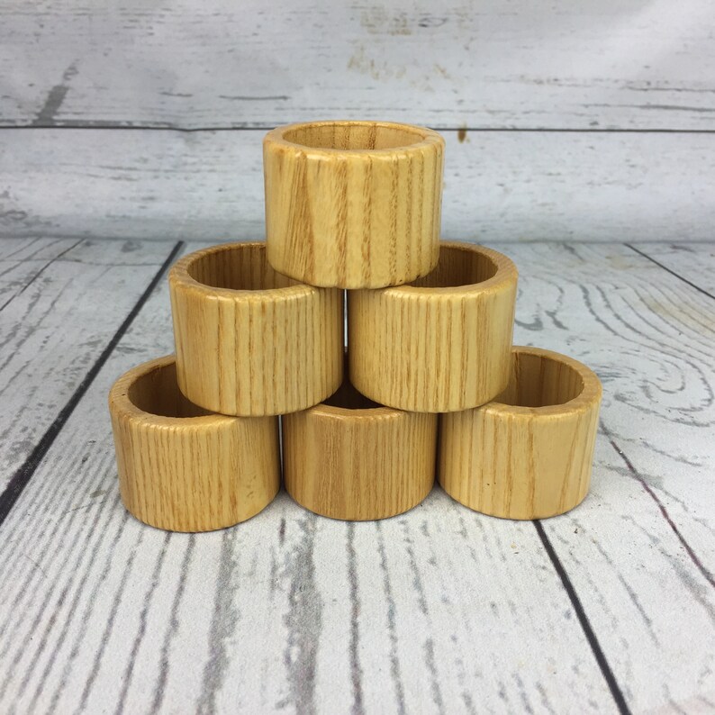 Wood Napkin Rings Set of 6 Round Varnished Natural Color Boho Etsy UK