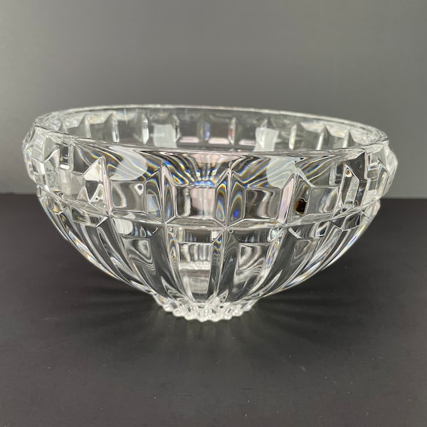 Cut Clear Full Lead Crystal Serving Bowl Heavy Dish 4LBS 8” x 4.5” Dinner Party