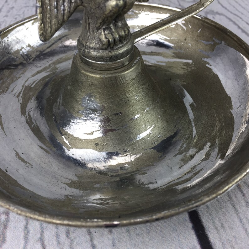 Candlestick Eagle Ornate Rustic Silver Toned Chippy Paint Farmhouse Americana