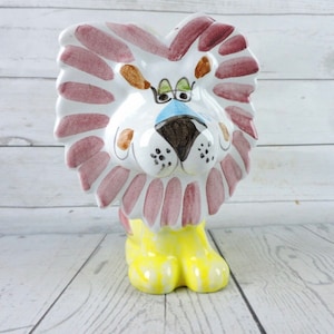 Napco Lion Bank Ceramic Hand Painted Child Gift Nursery Large Unique Rare Vintag
