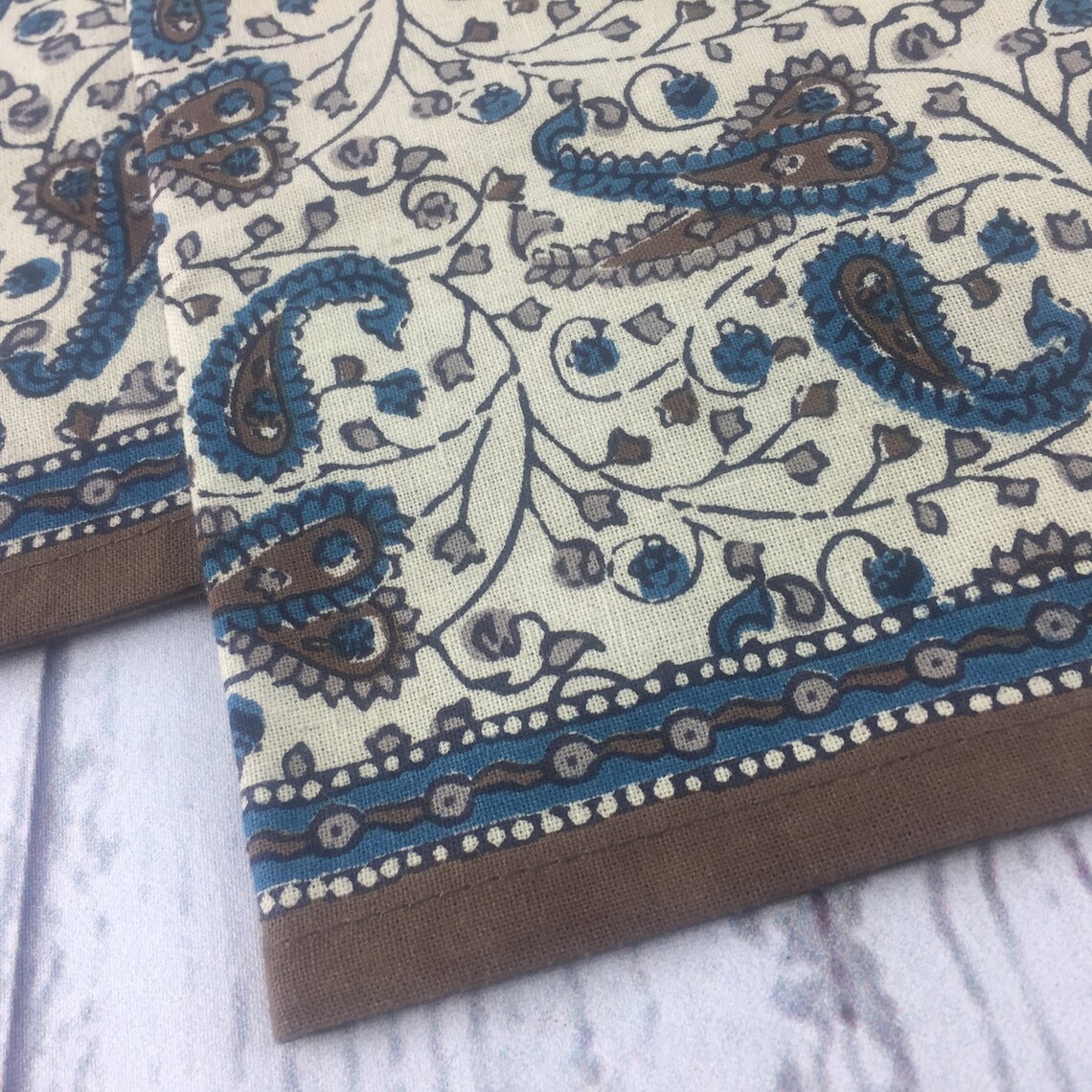 Vintage Paisley Cloth Napkins Set of 4 Brown Blue Home Dinner Etsy