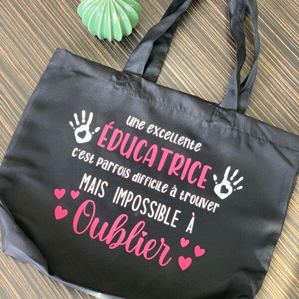 Cadeau pour éducatrice, sac réutilisable pour éducatrice, Cadeau Noël éducatrice, Cadeau de fin de garderie