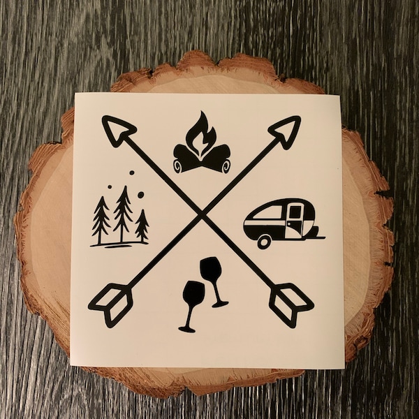 Camping Decal, Camping Sticker, Stocking stuffer idea for campers