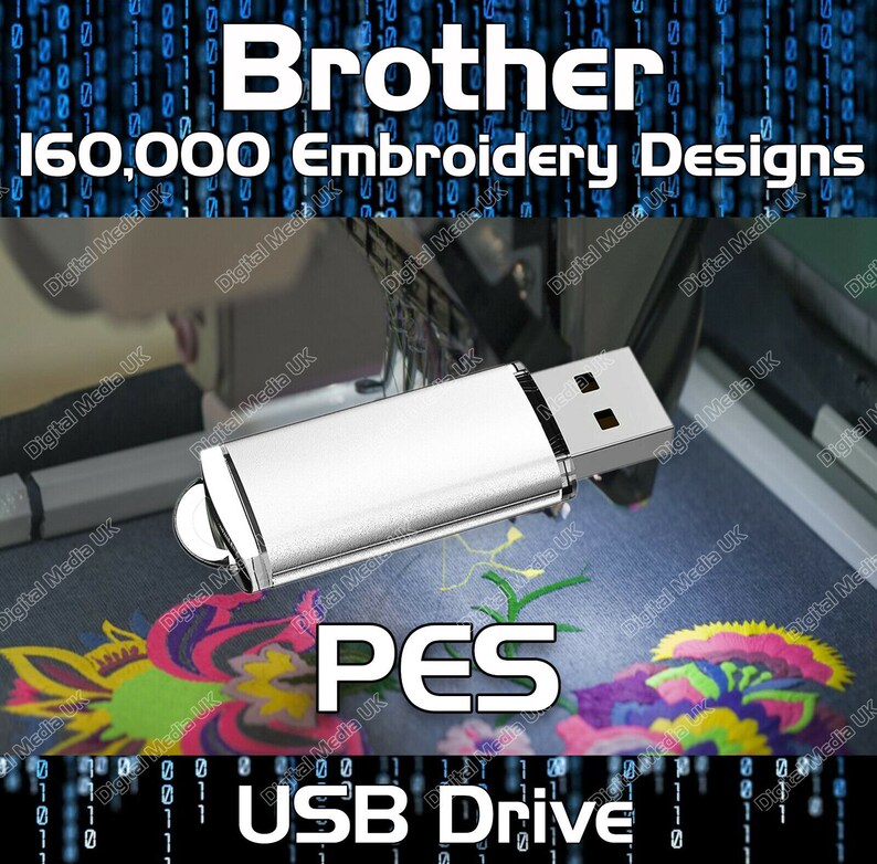 160k embroidery pes designs on a usb stick brother bernina  etsy