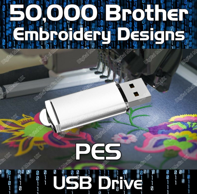 50K PES designs on A USB STICK Embroidery Designs Brother Etsy