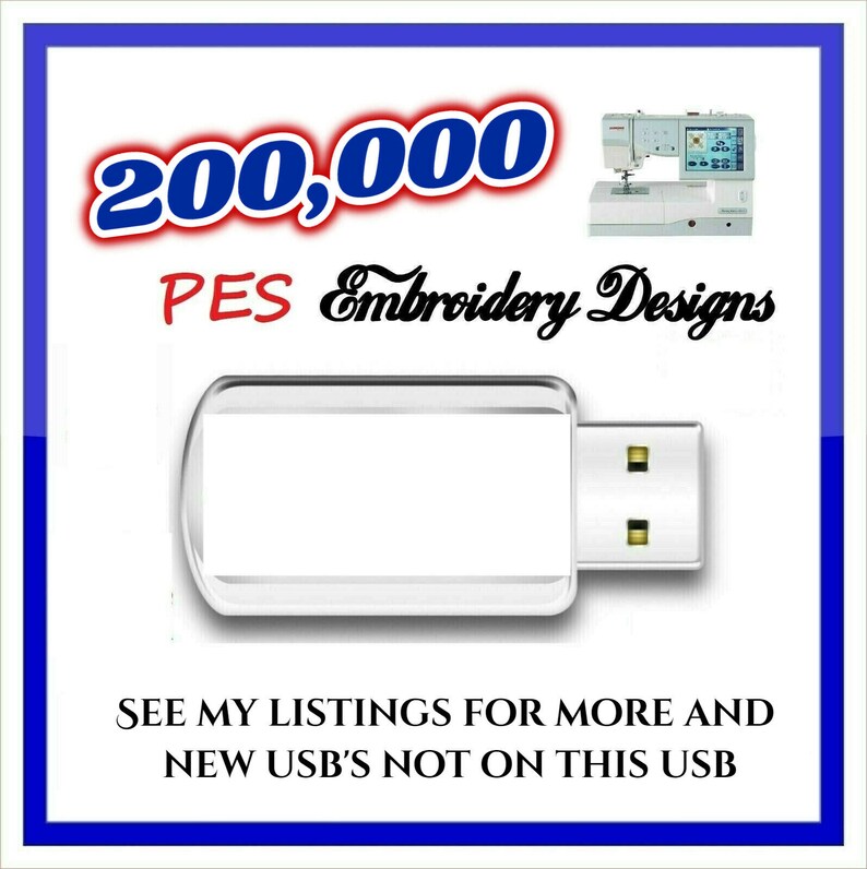 200k embroidery designs on a Usb stick PES designs JEF designs Etsy