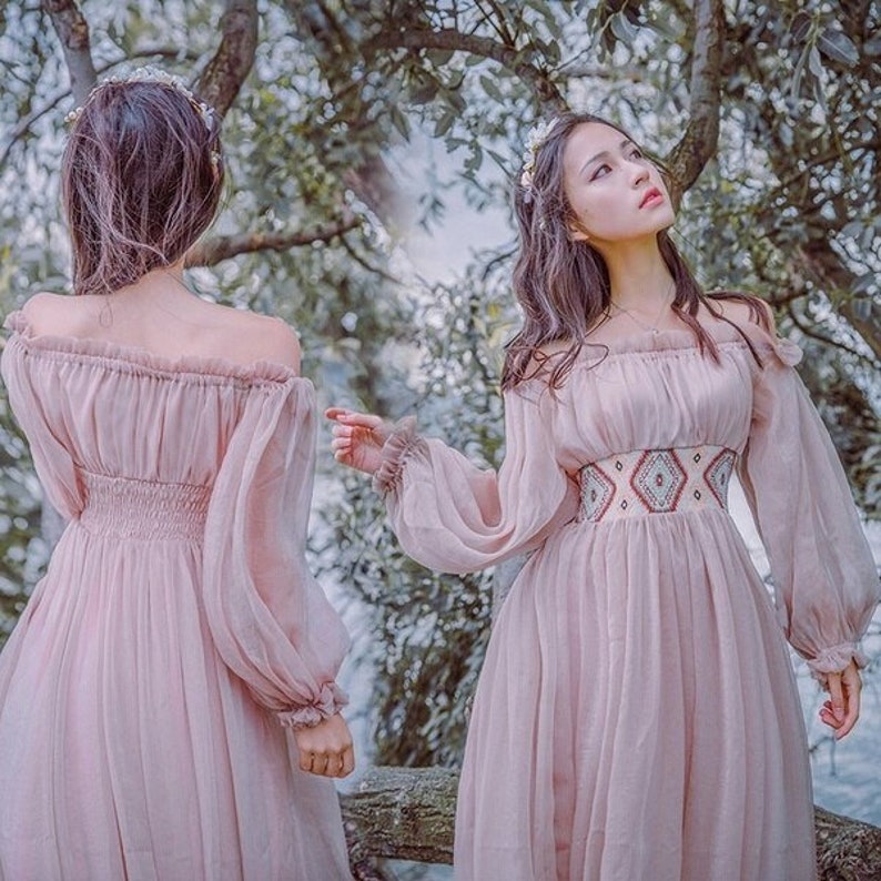 Women Medieval Dress Strapless Vintage Style Renaissance Dress Floor Length Retro Long Dress Gown