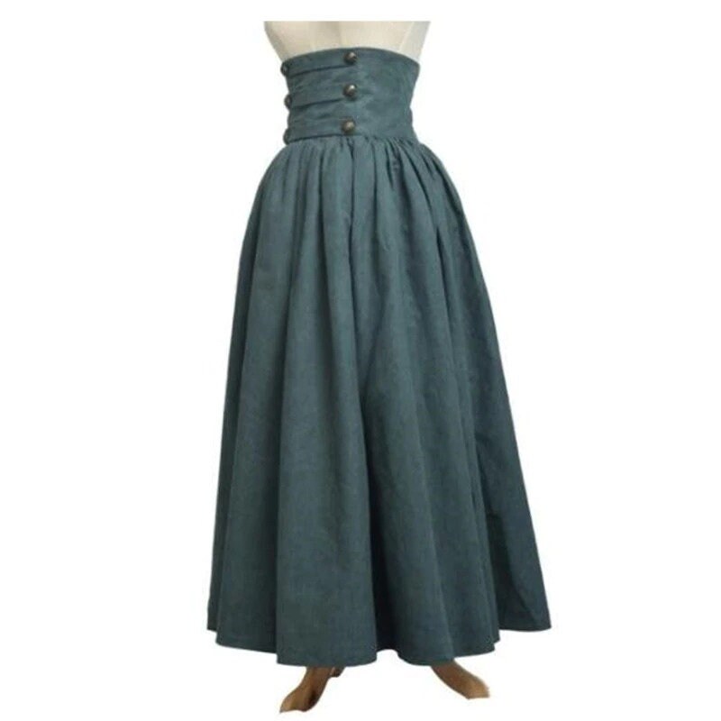 New Woman Medieval Elegant Skirt Solid Hight Waist Middle Ages Etsy