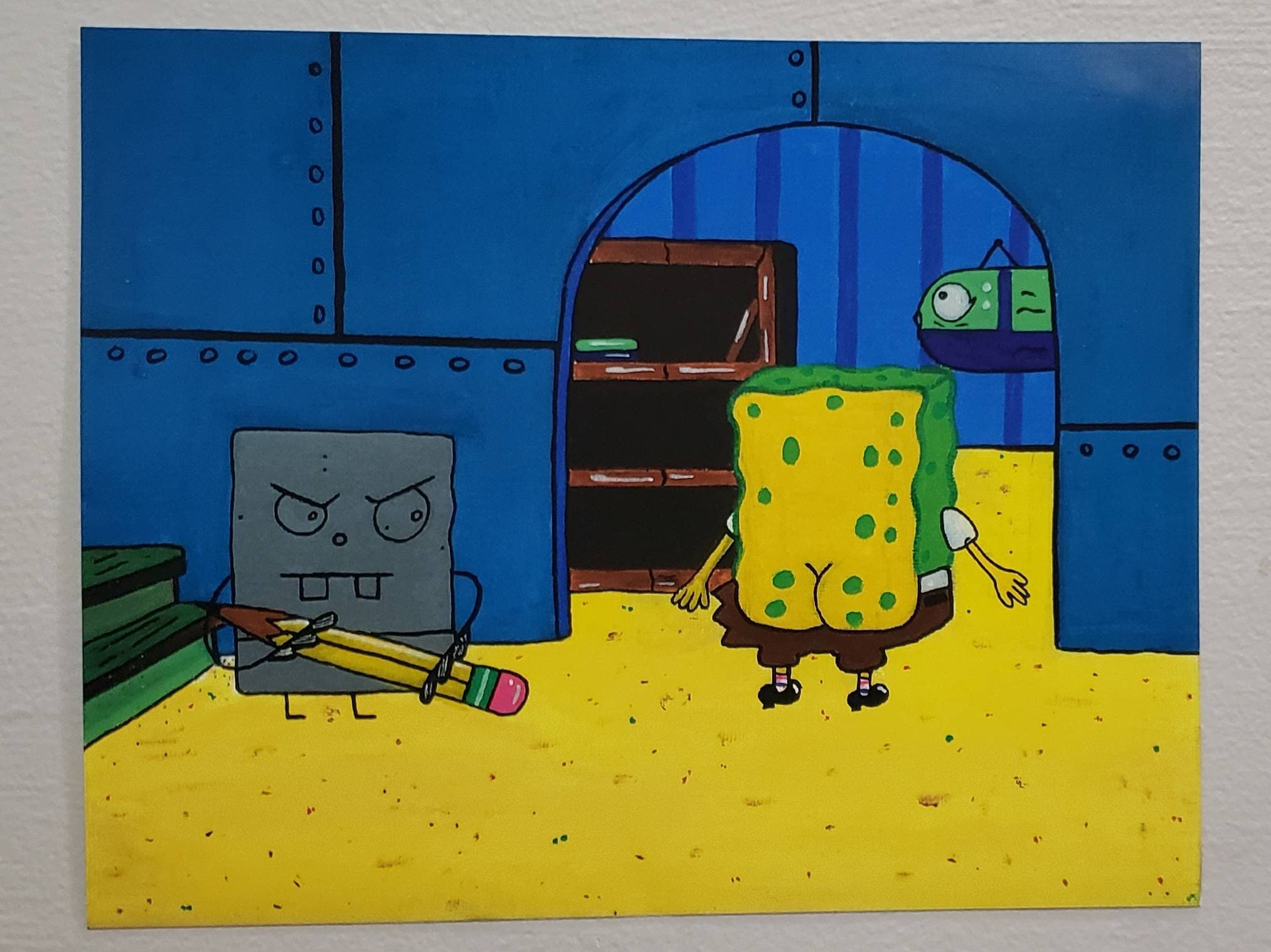 Doodlebob Spongebob Inspired Print Etsy