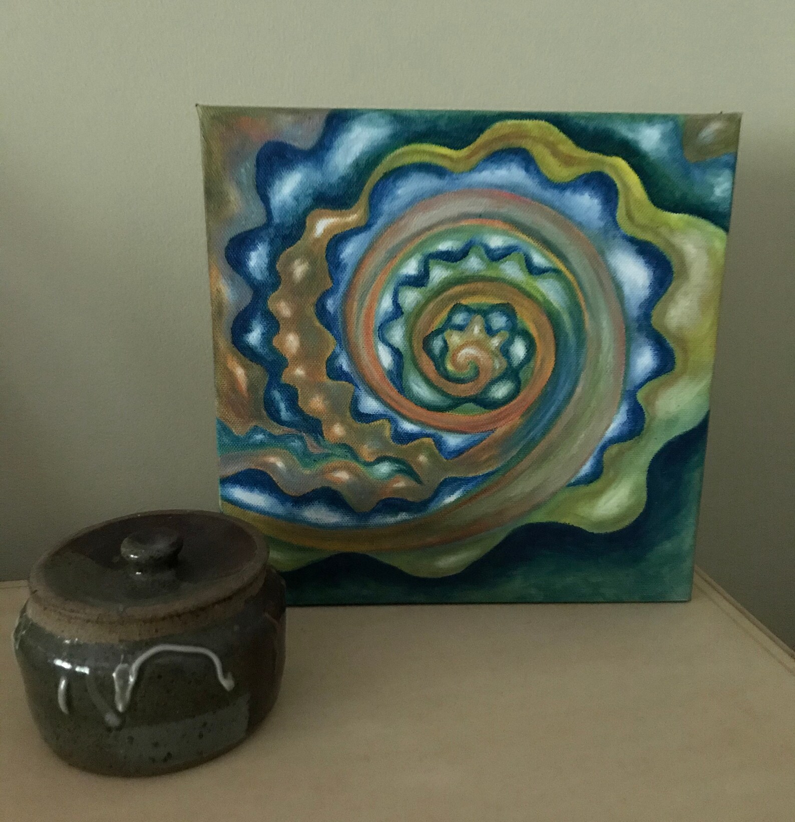 Colorful spiral painting. Graceful lines. Oil Paint Etsy