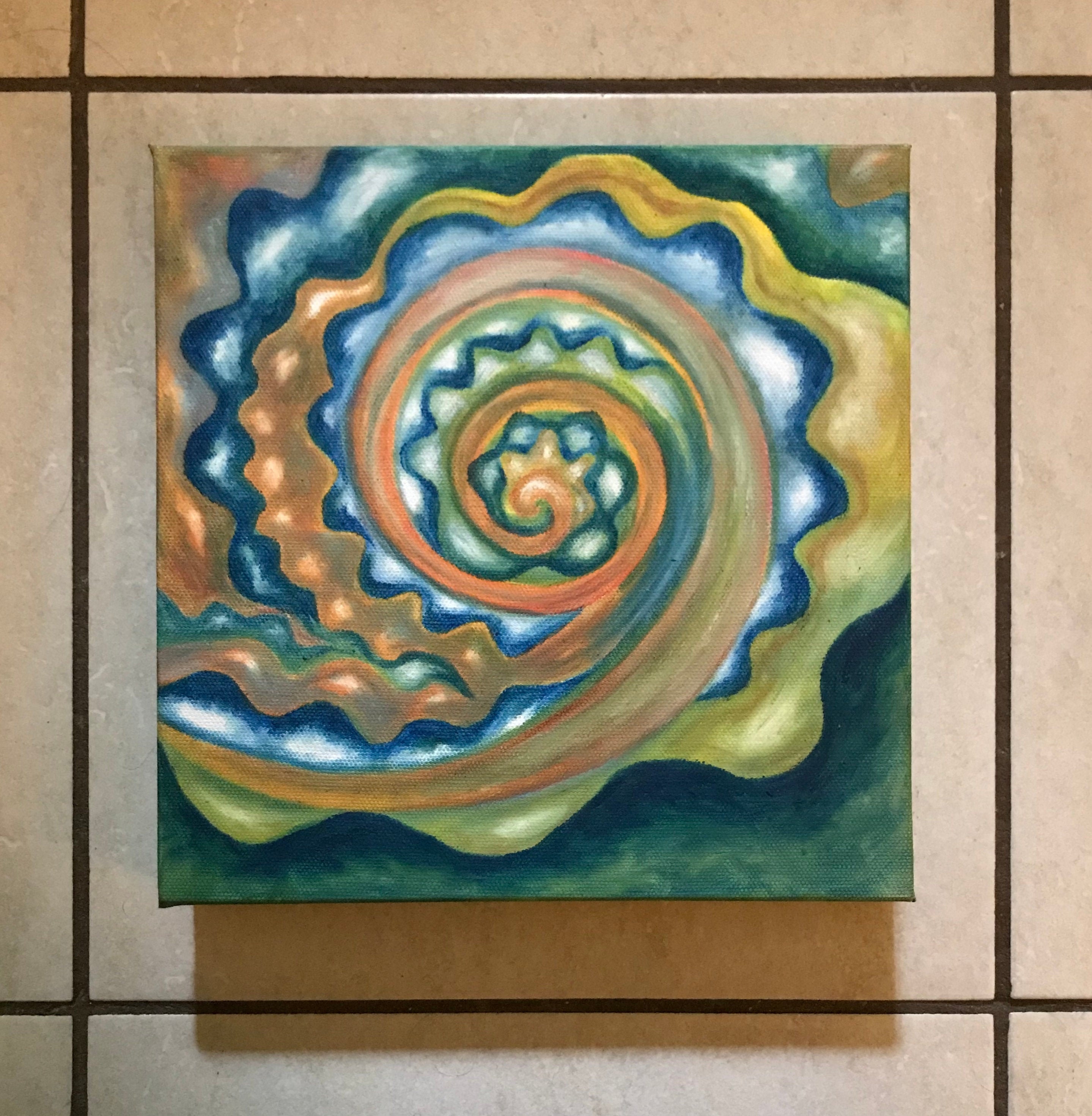 Colorful spiral painting. Graceful lines. Oil Paint Etsy