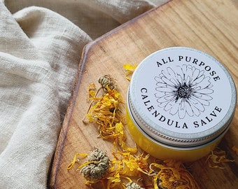 Pure Calendula Salve, Herbal Skin Salve, All Purpose Healing Balm, Organic, All Natural, Disinfecting Skin Salve, Child Safe, Herbal Remedy