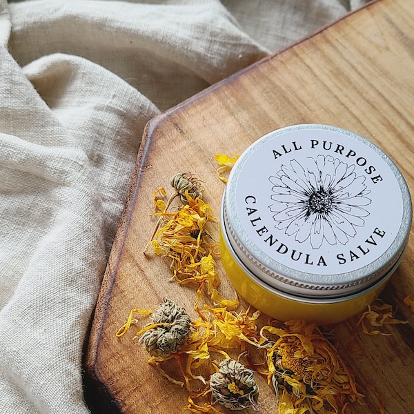 Pure Calendula Salve, Herbal Skin Salve, All Purpose Healing Balm, Organic, All Natural, Disinfecting Skin Salve, Child Safe, Herbal Remedy