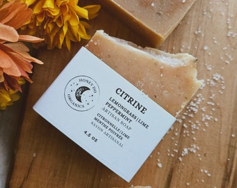 Citrine - Lemongrass, Peppermint, and Lime Organic Handmade Soap Bar
