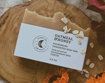Oatmeal and Honey Unscented Organic Handmade Soap Bar