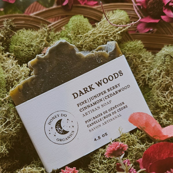 Dark Woods - Pine, Juniper Berry, Cedarwood, and Cinnamon Organic Handmade Soap Bar