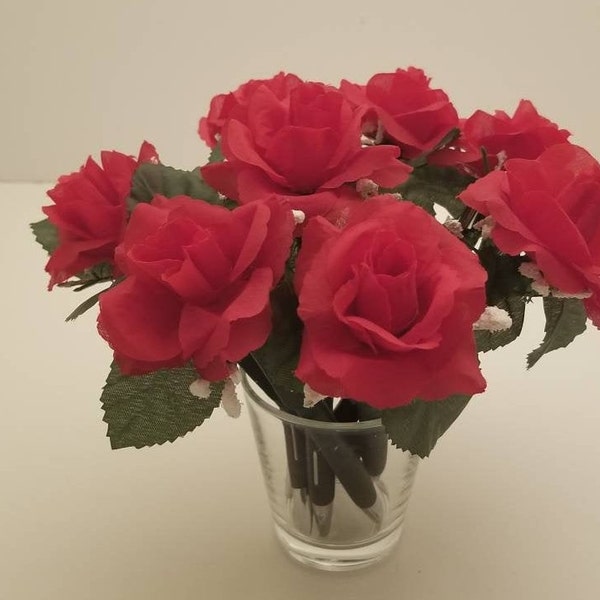 Red Petite Rose flower pens
