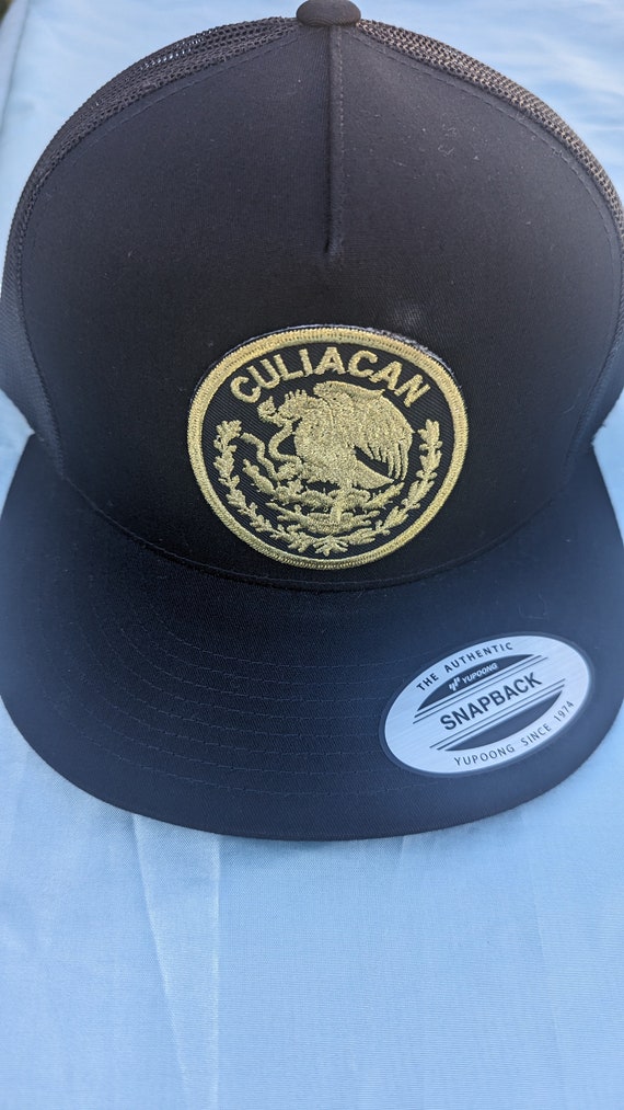Gorras Mexicanas Para Hombre Black Cap Flat Bill Federal Snapback Gold Mexico Jalisco Sinaloa Michoacan Hat E Mexicali Hat - Foto 6