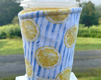 Lemon Striped Insulated Drink Cozy