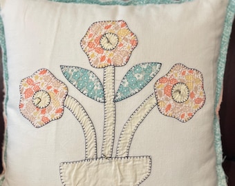 Vintage Quilt Floral Pillow